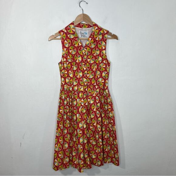 Bea & Dot by ModCloth Palette on Parade Pinwheel Rainbow Retro Dress Size Small - Picture 3 of 16